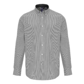 Premier Long Sleeve Striped Oxford Shirt - White/Grey, 3XL