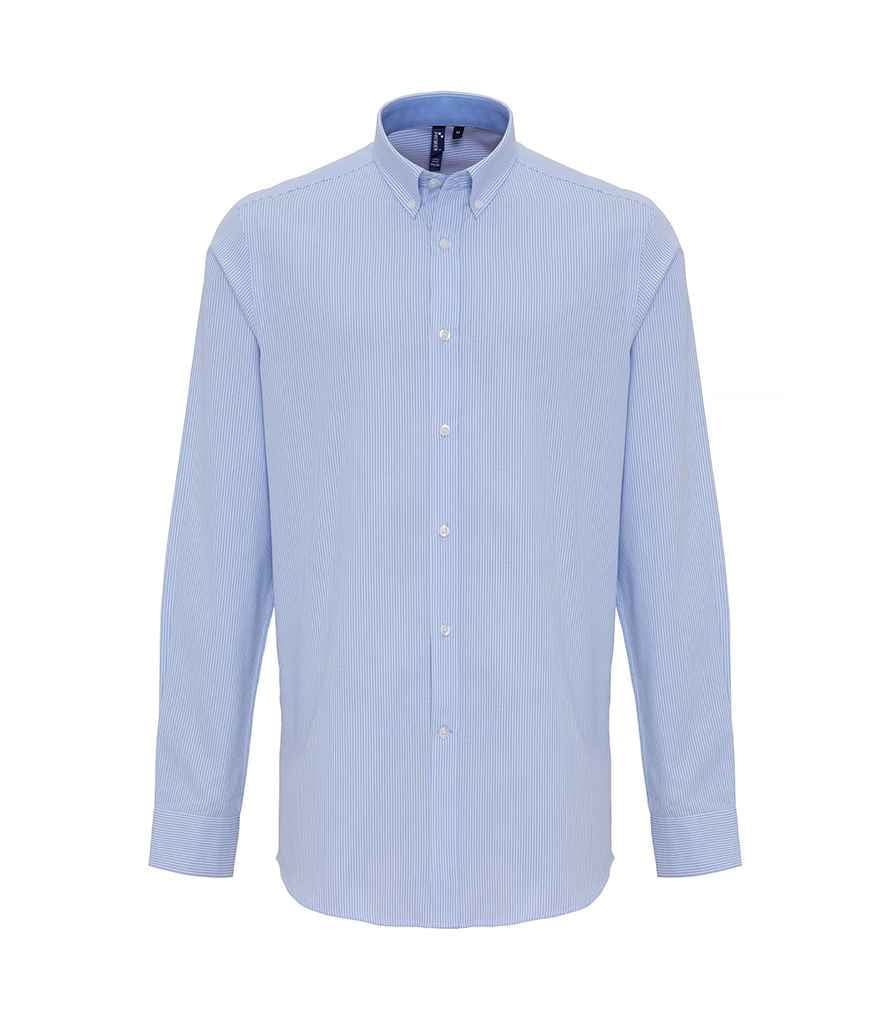 Premier Long Sleeve Striped Oxford Shirt - White/Oxford Blue, 3XL