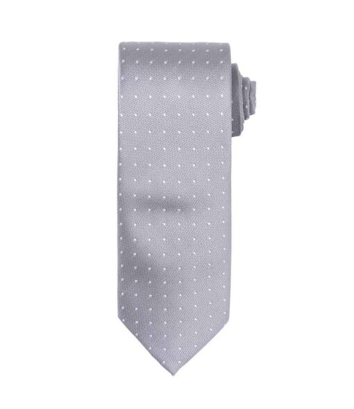 Premier Micro Dot Tie - Silver/White