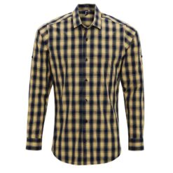 Premier Mulligan Check Long Sleeve Shirt - Camel/Navy, 3XL