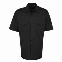 Premier Short Sleeve Pilot Shirt - Black, 19