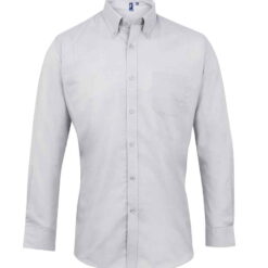 Premier Signature Long Sleeve Oxford Shirt - Silver, 15