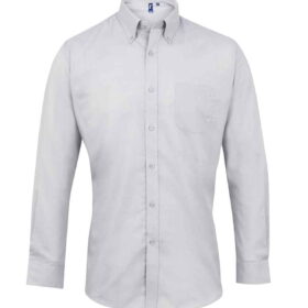 Premier Signature Long Sleeve Oxford Shirt - Silver, 15