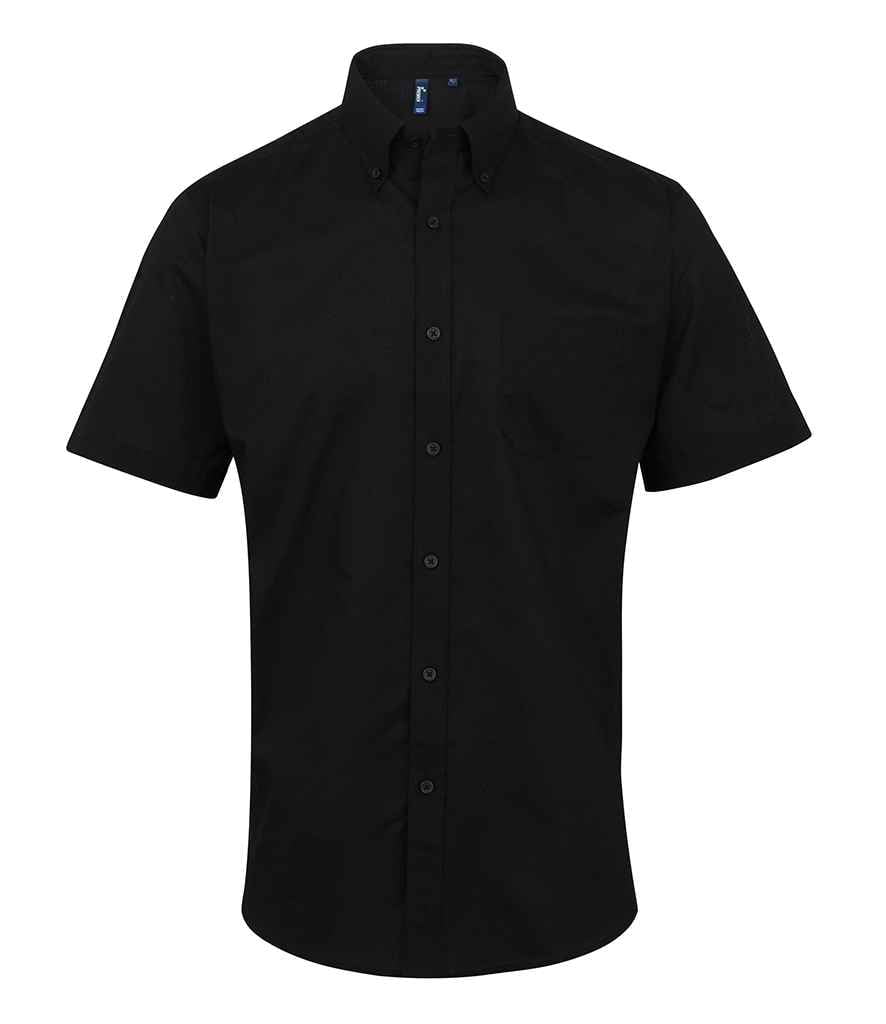 Premier Signature Short Sleeve Oxford Shirt - Black, 23
