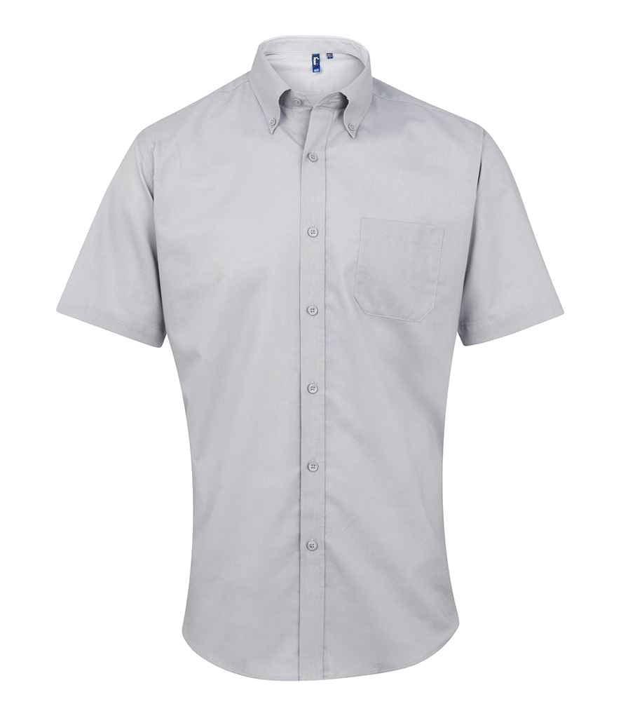 Premier Signature Short Sleeve Oxford Shirt - Silver, 17