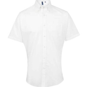 Premier Signature Short Sleeve Oxford Shirt - White, 23