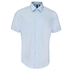 Premier Supreme Short Sleeve Poplin Shirt - Light Blue, 17.5