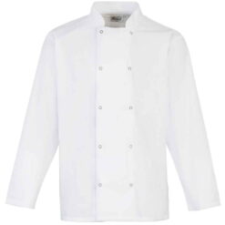 Premier Unisex Long Sleeve Stud Front Chef's Jacket - White, 5XL
