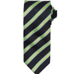 Premier Waffle Stripe Tie - Black/Lime Green