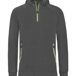 Proact Zip Neck Hooded Sweatshirt - Dark Grey, XXL