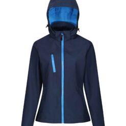 Regatta Ladies Venturer Three Layer Hooded Soft Shell Jacket - Navy/French Blue, 20