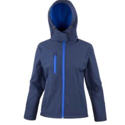 Result Core Ladies Hooded Soft Shell Jacket - Navy/Royal Blue, XXL/18