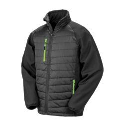 Result Genuine Recycled Compass Padded Jacket - Black/Lime Green, 4XL