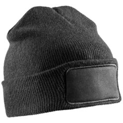 Result Genuine Recycled Double Knit Printers Beanie - Black