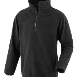 Result Genuine Recycled Kids Zip Neck Micro Fleece - Black, 12-14 yrs