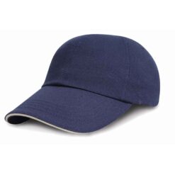 Result Kids Low Profile Heavy Brushed Cotton Cap with Sandwich Peak - Navy/White