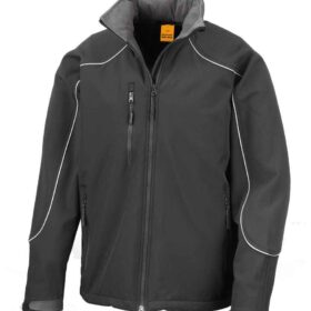 Result Work-Guard Hooded Soft Shell Jacket - Black/Black, 3XL