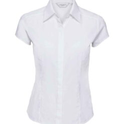 Russell Collection Ladies Cap Sleeve Fitted Poplin Shirt