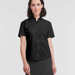 Russell Collection Ladies Short Sleeve Easy Care Cotton Poplin Shirt