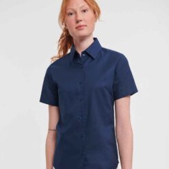 Russell Collection Ladies Short Sleeve Easy Care Oxford Shirt