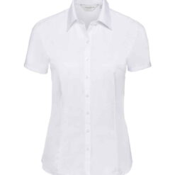Russell Collection Ladies Short Sleeve Herringbone Shirt