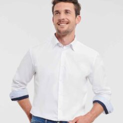 Russell Collection Long Sleeve Contrast Ultimate Stretch Shirt