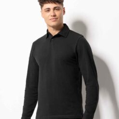 SF Men Long Sleeve Stretch Polo Shirt