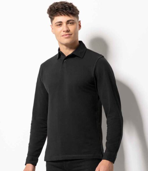 Men Long Sleeve Stretch Polo Shirt