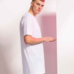 Men Longline Dipped Hem T-Shirt - White - Front 2