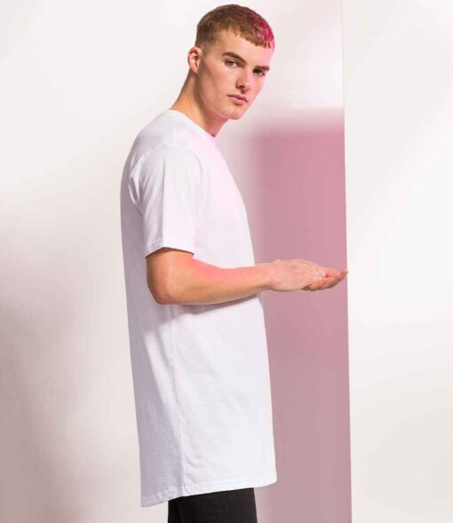 Men Longline Dipped Hem T-Shirt - White - Front 2