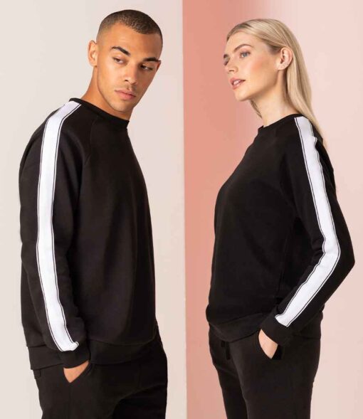 Black Sweatshirt with white Stripe - Front view 2