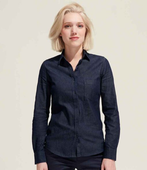 SOL'S Ladies Barry Long Sleeve Denim Shirt