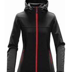 Stormtech Ladies Orbiter Hooded Soft Shell Jacket - Black/Bright Red, 3XL
