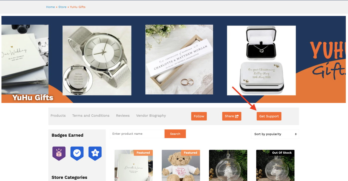 Manage Support on VegaVend