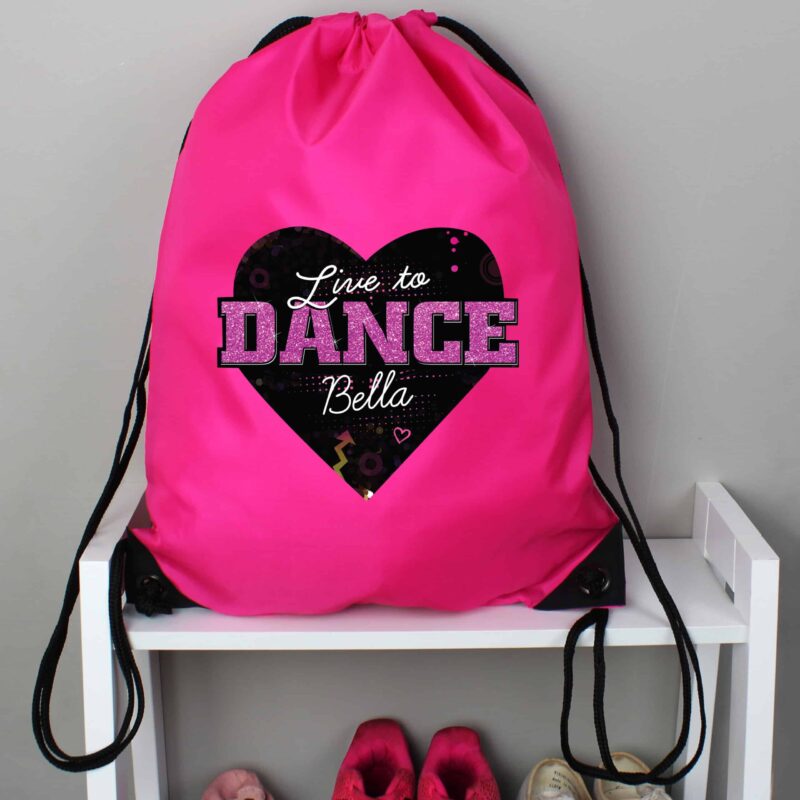 Personalised ‘Live to Dance’ Pink Kit Bag with name