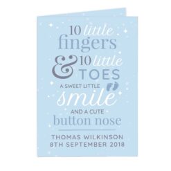 Personalised '10 Little Fingers' Blue Baby Card