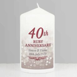 Personalised 40th Ruby Anniversary Pillar Candle