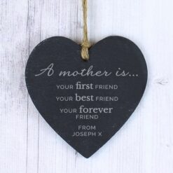 Personalised 'A Mother Is' Slate Heart Decoration