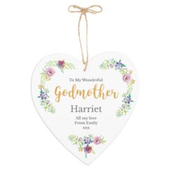 Personalised Any Role 'Floral Watercolour' Large Wooden Heart Decoration