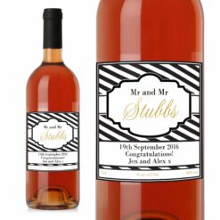 Personalised Art Deco Striped Rose Wine