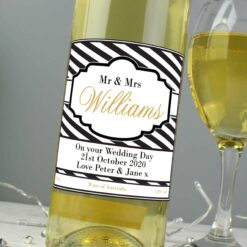 Personalised Art Deco Striped White Wine