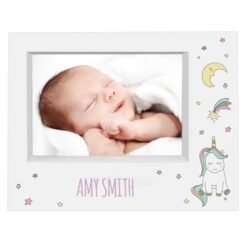 Personalised Baby Unicorn 7x5 Landscape Box Photo Frame