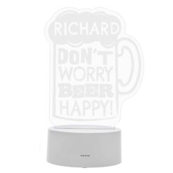 Personalised ""Beer Happy"" LED Colour Changing Light