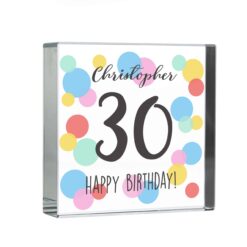 Personalised Birthday Colour Confetti Large Crystal Token