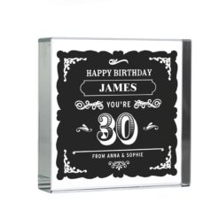 Personalised Birthday Vintage Typography Large Crystal Token