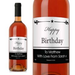Personalised Black Border Rose Wine
