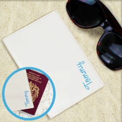 Personalised Blue Name Island Cream Passport Holder