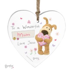 Personalised Boofle Flowers Wooden Heart Decoration