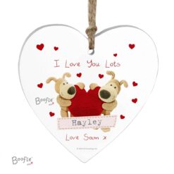 Personalised Boofle Shared Heart Wooden Heart Decoration
