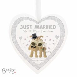 Personalised Boofle Wedding Large Wooden Heart Decoration